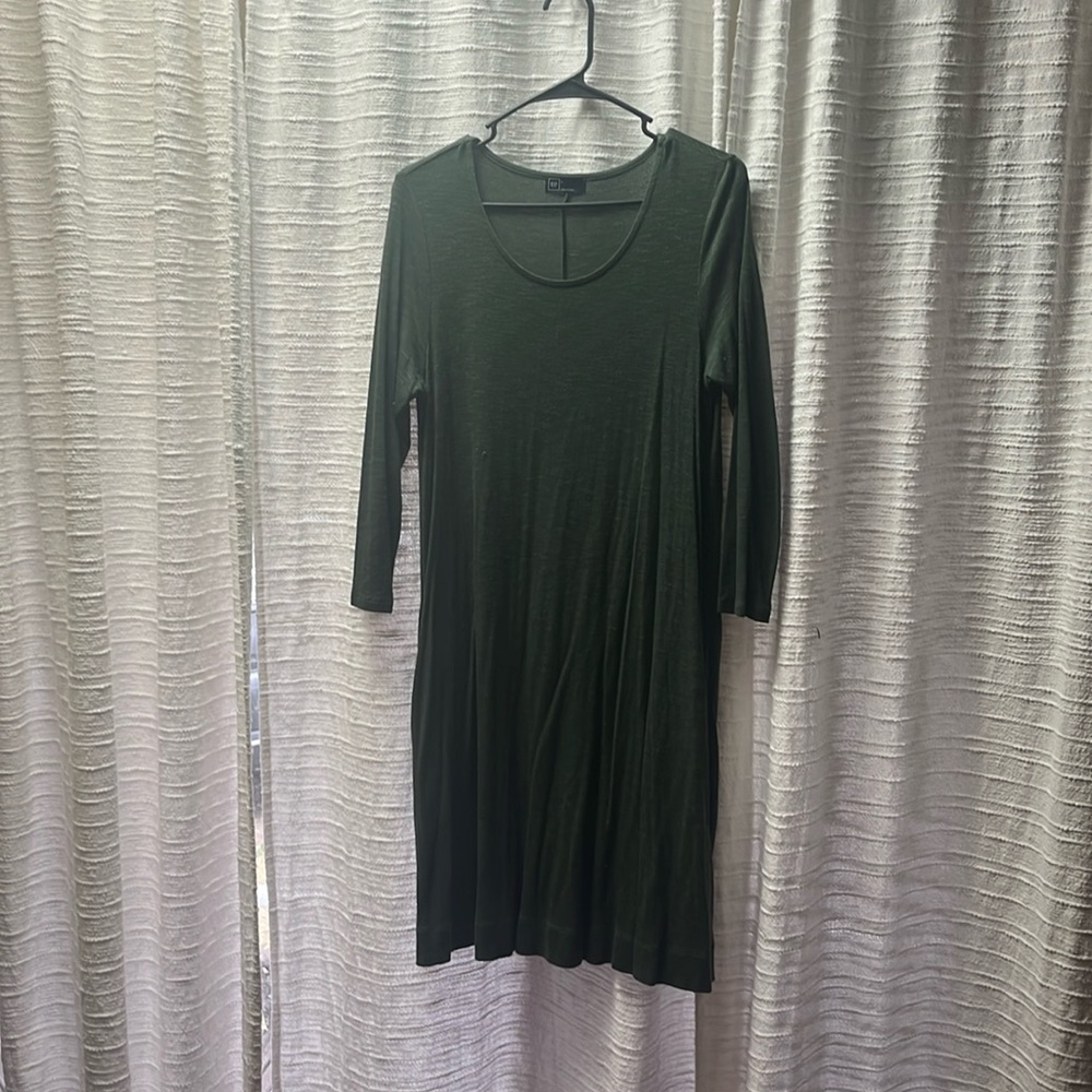 Gap hunter green 3/4 sleeve midi dress